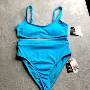California Waves Ribbed Bikini Turquoise Size XS  New